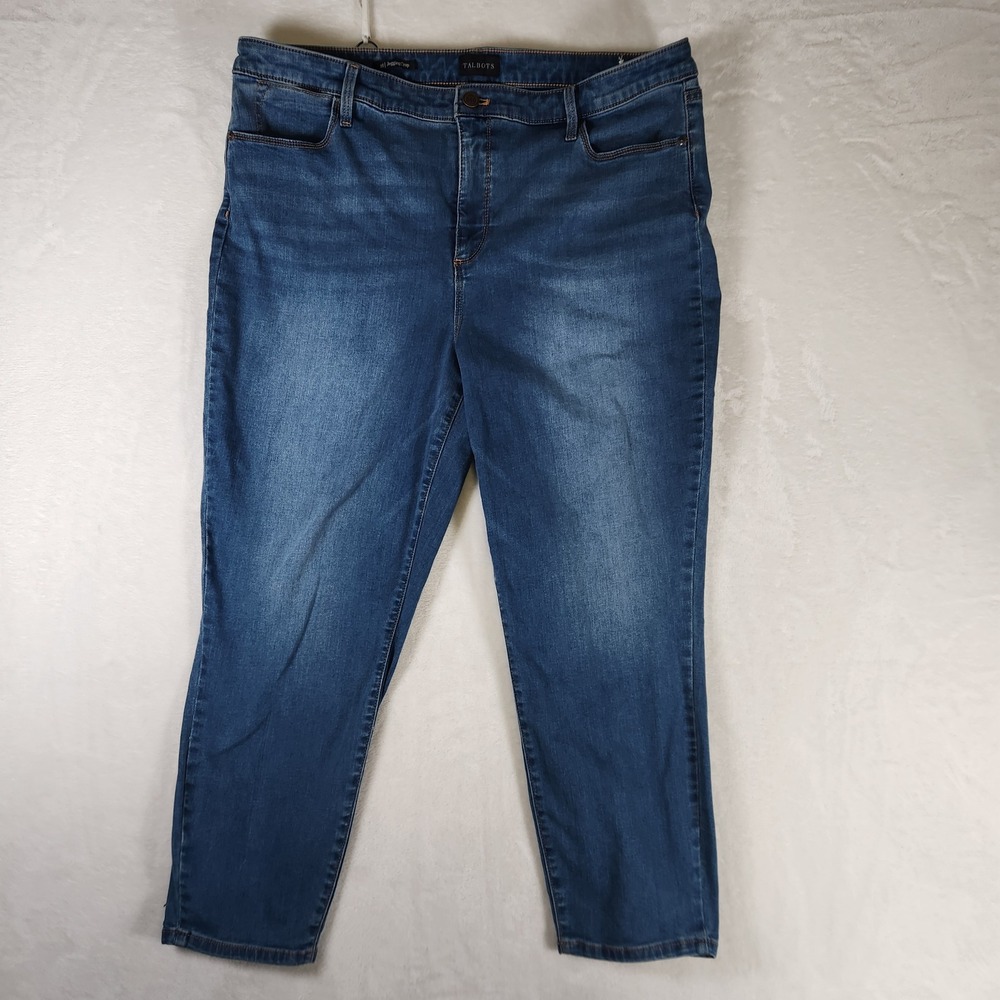 Talbots‎ Women's Denim Jeggings Crop Blue Medium Wash Size 16 Jeans